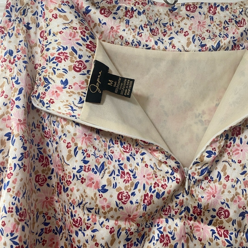 japna mini skater skirt floral women’s satin rose soft double lined medium M - Picture 7 of 7